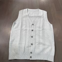 men's V-neck knitted Vest. Size S (Gray)