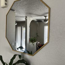 Octagon Gold Rim Mirror
