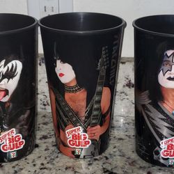7-11 Kiss Super BiG GULP Cups 2010  set of 3 Paul, Gene and Tommy