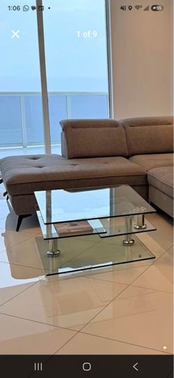 Modern 3-Tier Tempered Glass Coffee Table  Excellent Condition