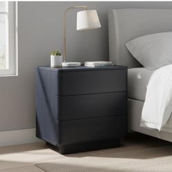 Visit the XIASLO Store 22" Nightstand with Charging Station, Modern End Table with Push-to-Open Design, Curved Profile, 3-Drawer Large Bedside Table f
