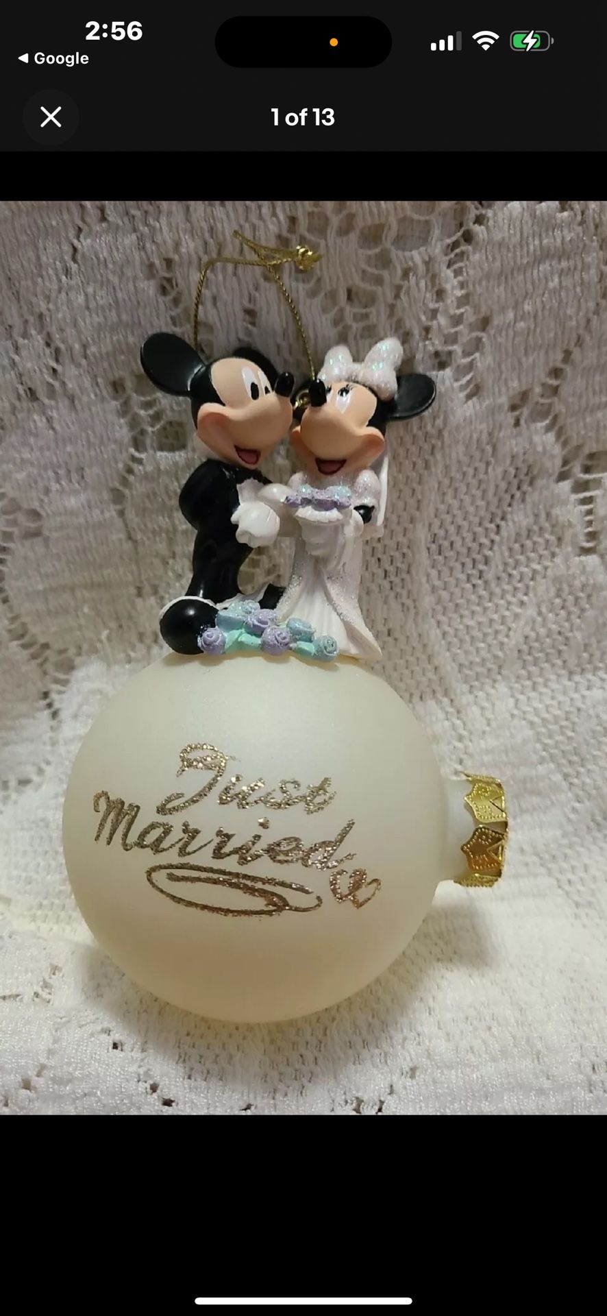 Mickey & Minnie Just Married Ornament