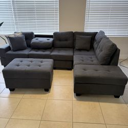 Juego De Mueble De 6 Pieza Con Porta Vaso Y Mesa De Centro Para Guardar 