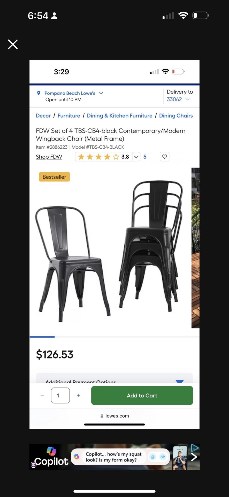 Set Of 4 Wingback  Chair  Black