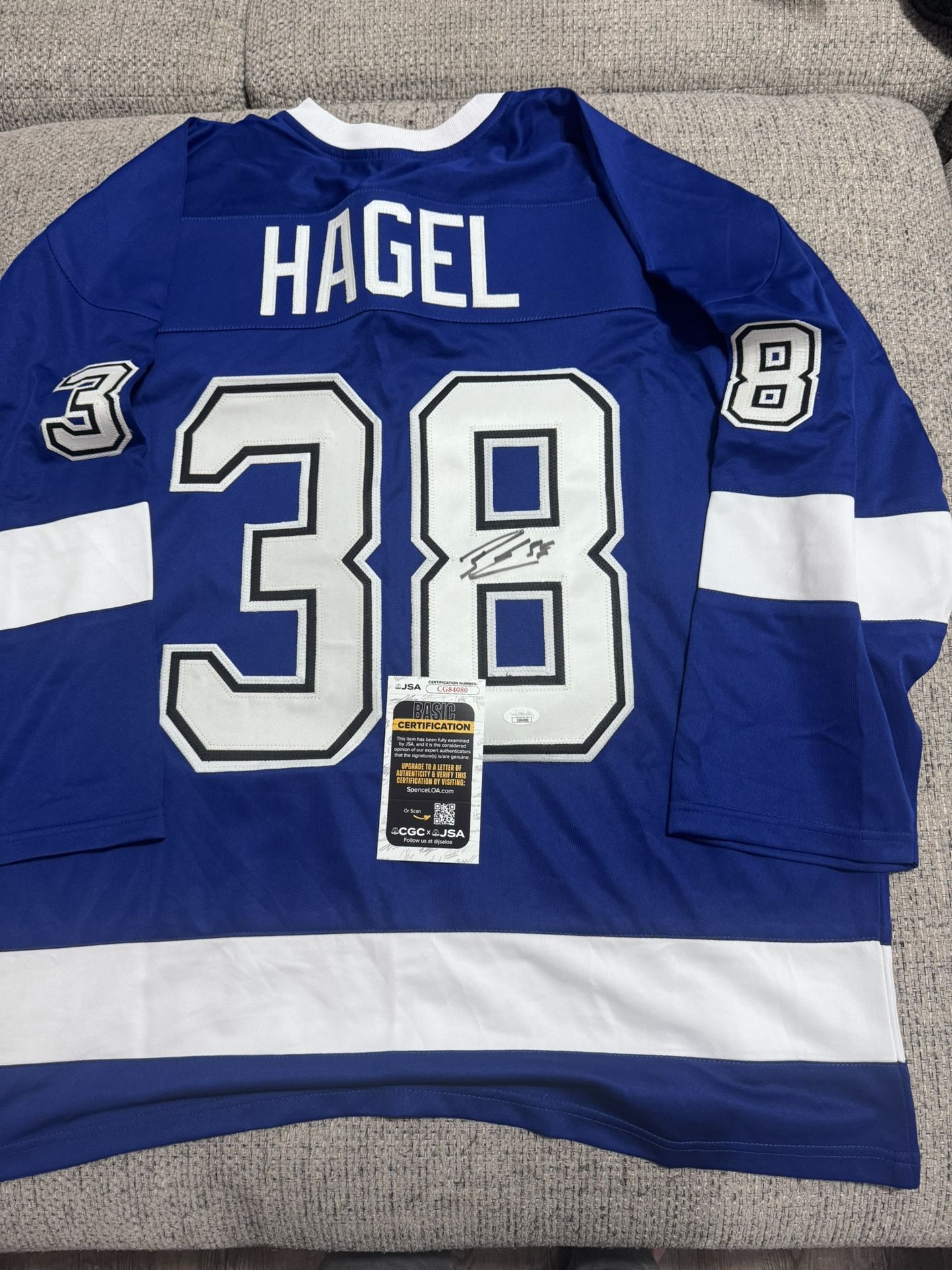 Brandon Hagel autographed signed Custom jersey - JSA Coa - Tampa Bay Lightning