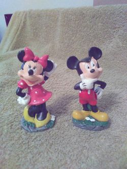 Mickey and Minnie Mouse Ceramic Figurines