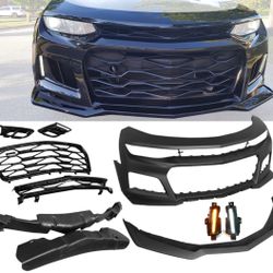 16-18 Chevy Camaro ZL1 Style Front Bumper w/ DRL Fog Lights