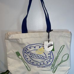 NWT Kate Spade New York Target Fish Embroidered Canvas Tote Bag Handbag Natural