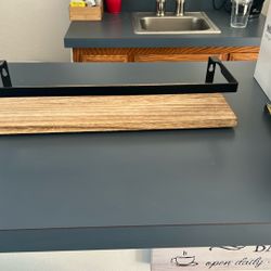 Shelves - Set Of 2 Wood With Black Wrought  Iron Style 