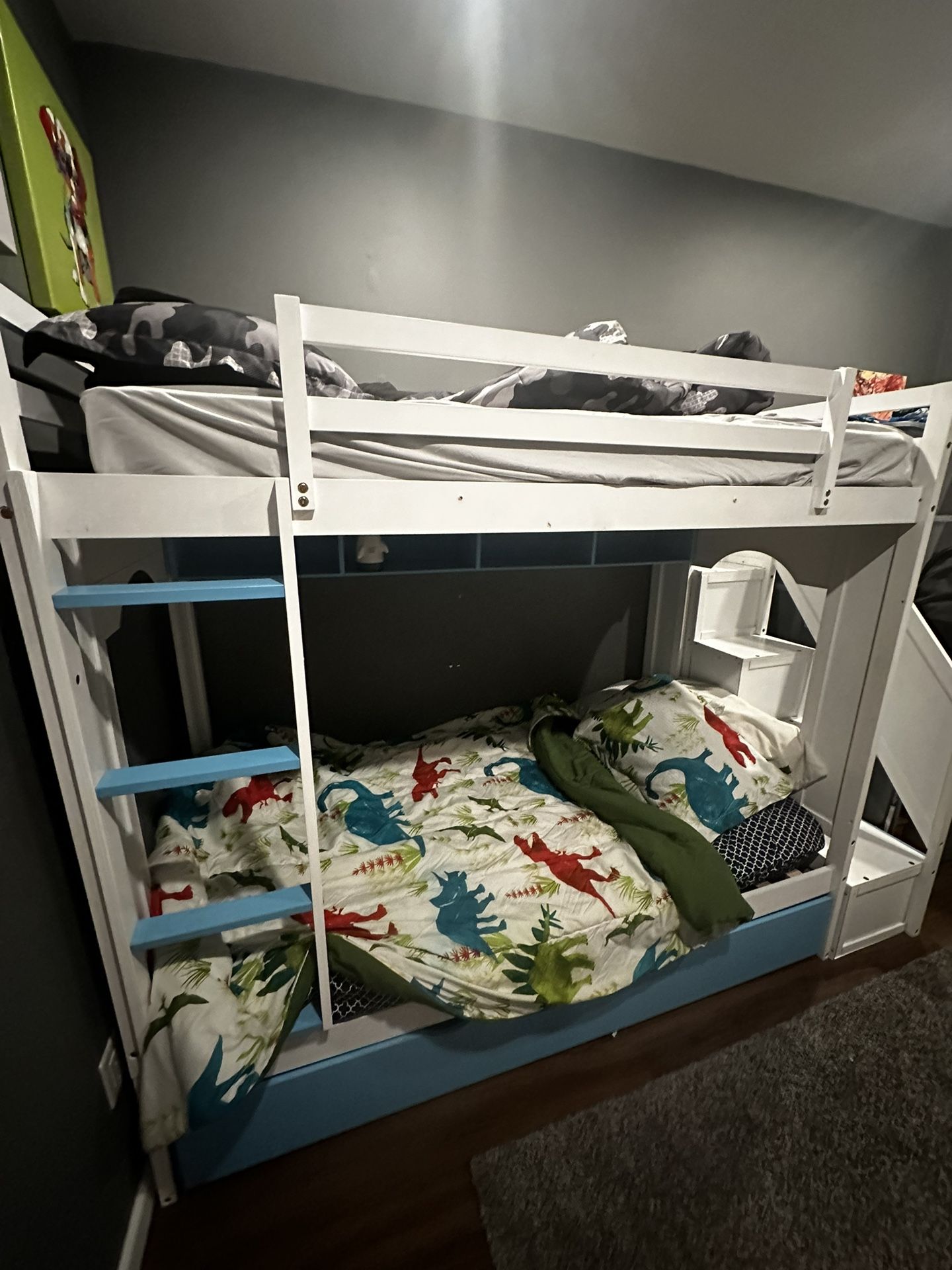 Twin Size Bunk Beds W/ Mattresses Basically Brand New
