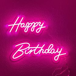 Pink Neon Happy Birthday Sign