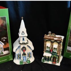 Department 56 Simple Traditions Holiday “Charms Church of Peace & Treats & Sweets Candy Shop”