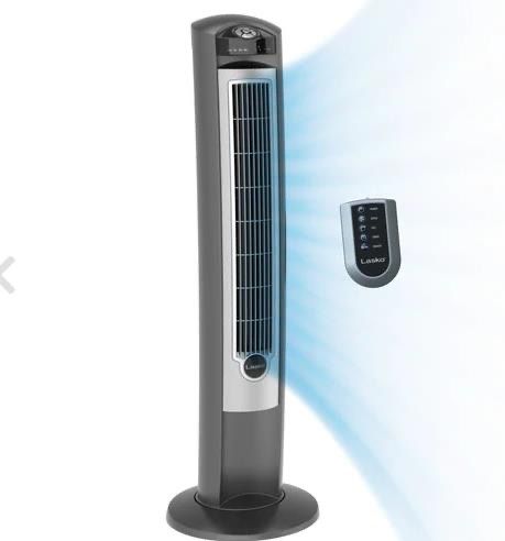 Lasko 42" Wind Curve Tower Fan with Ionizer and Remote, 2551, Silver
