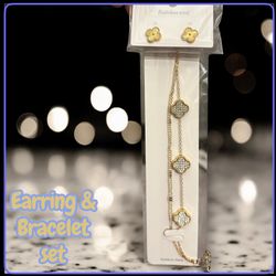 BLOW OUT SALE: Stainless Steel Gold Earring And Necklace Set 