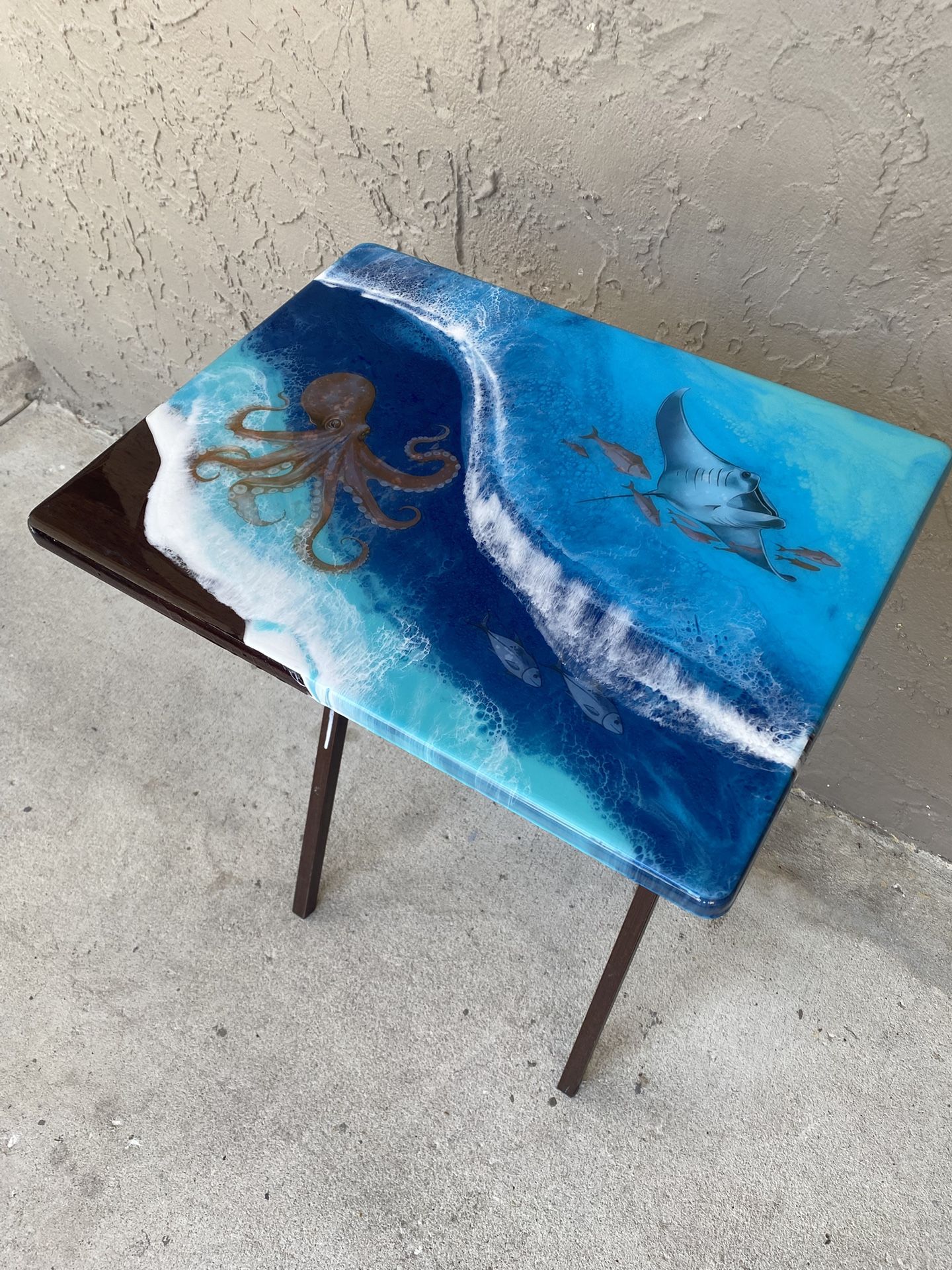 Epoxy Tv Tray table Ocean Scene