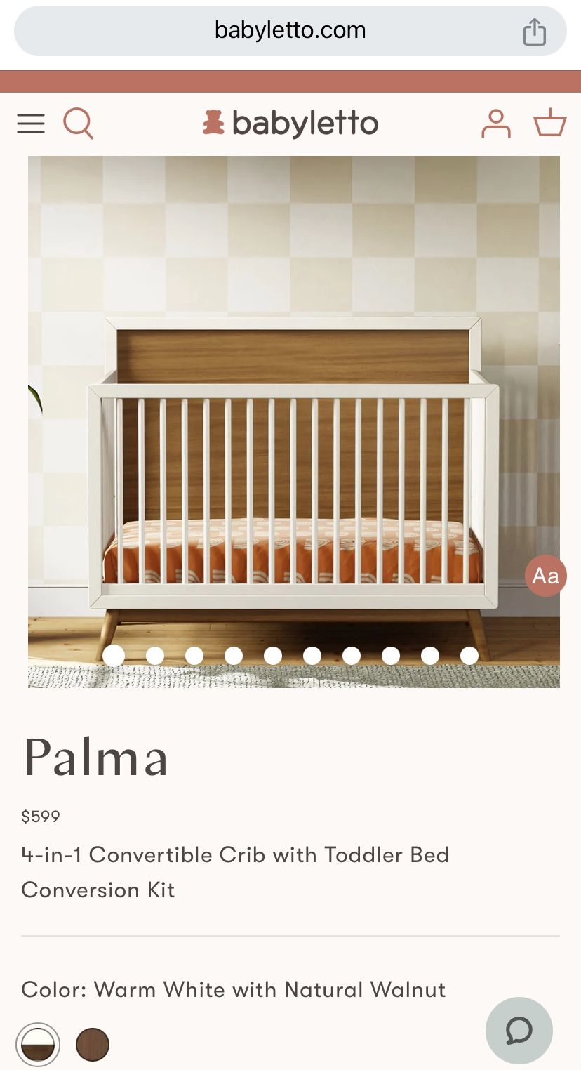 Babyletto Palma 4-in-1 Convertible Crib 🛏️ Incudes Toddler Bed Conversion Rail 💰$ 100 – Retails new for $599