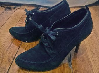 J. Crew Black Suede Lace-Up Pumps, Size 6.5/37