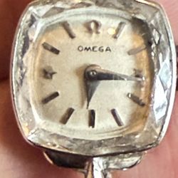 Vintage 14k White Gold Omega Watch With With Gold Filled Strap 