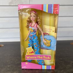 Barbie Loves Winnie the Pooh Doll and Key Chain 2004 Mattel H6469 NIB
