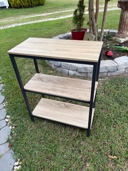 3-Tier Wood & Metal Storage Shelf / Console Table