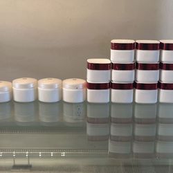 Lot 20 White Milk Glass Cream Lotion Jars With Lids Container Art Craft Candle Holder