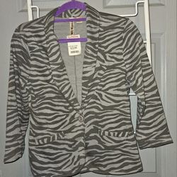 Zebra Print Casual Women's Blazer Size M