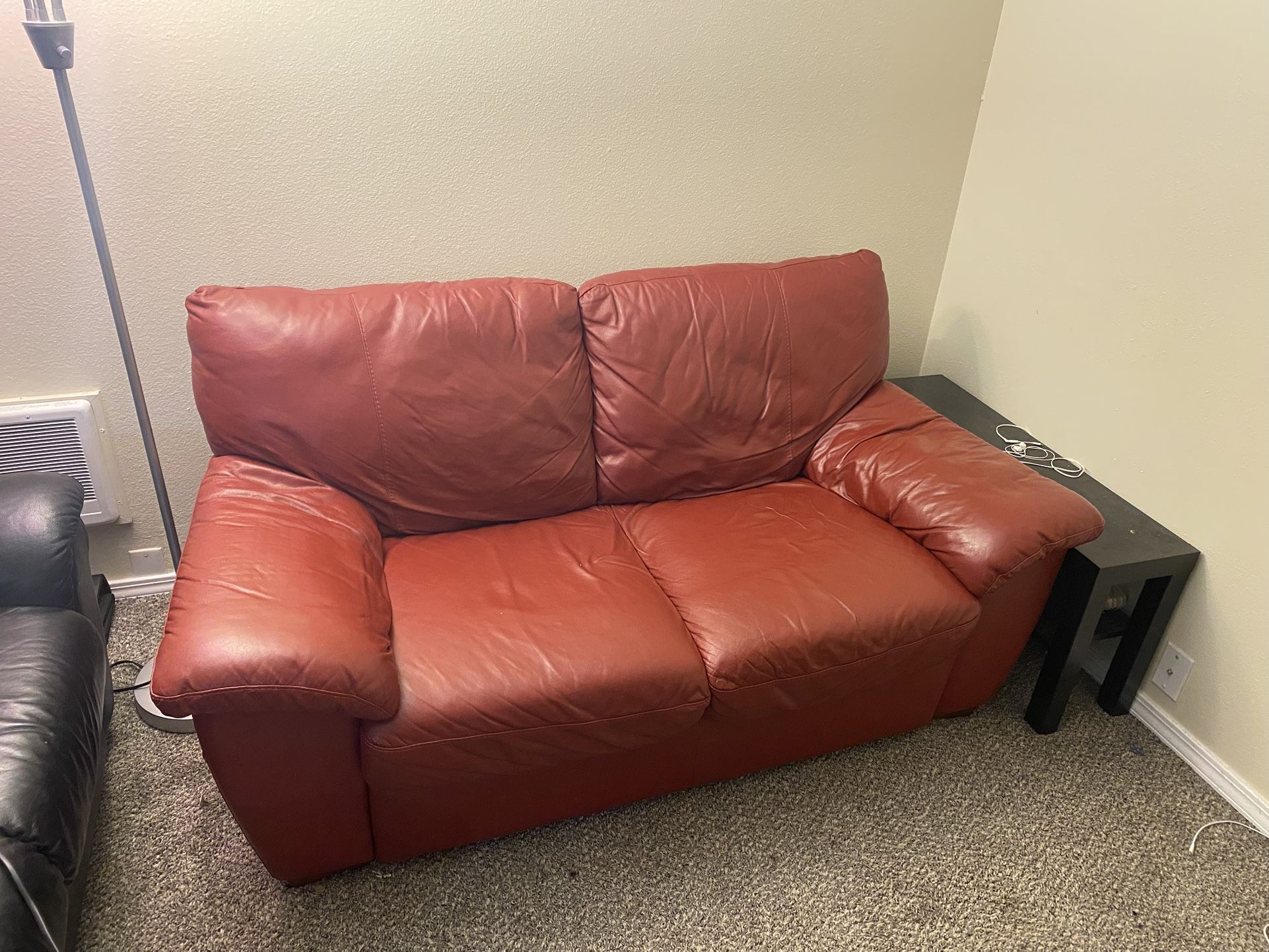 Red IKEA Couch with Ottoman