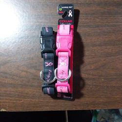 (2) Breast Cancer Large Dog Collars
