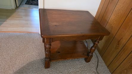 Solid Wood End Table with Lower Shelf