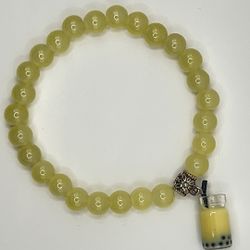 Handmade Glass Yellow Boba Tea Bracelet 
