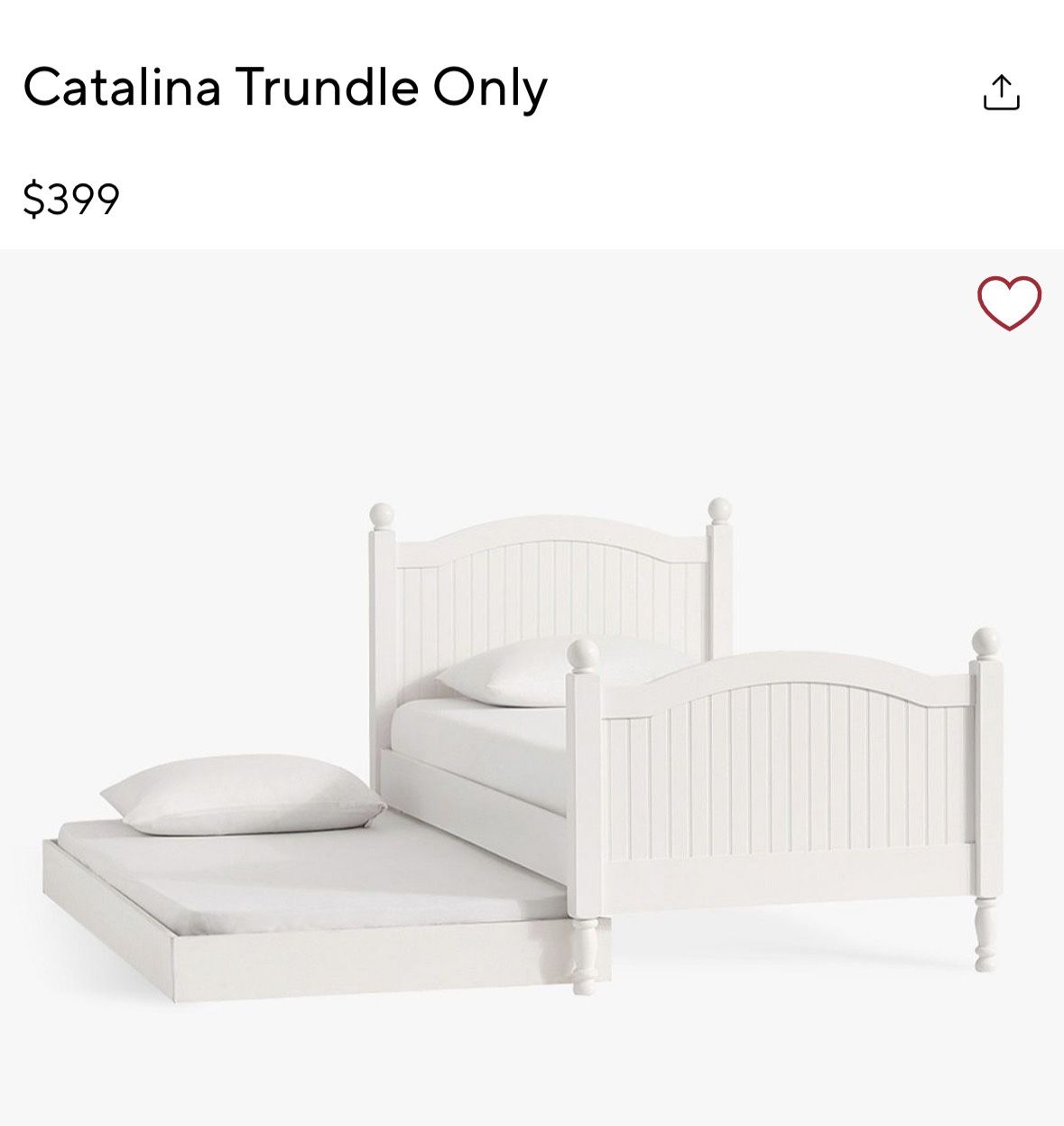 Pottery Barn White Trundle Bed Only