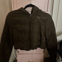 Brown Puffed Cropped Jacket 