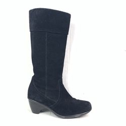 Dansko Calf Heels Boots Black Suede Womens Sz 7