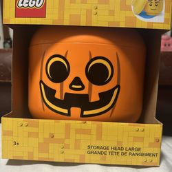 LEGO Large 9 x 10 Inch Plastic Storage Head | Pumpkin