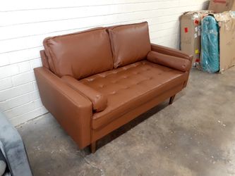 New modern sofa brown faux leather see pictures for dimensions