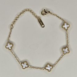 Mini Reversible Clover Bracelet Stainless Steel Gold Plated