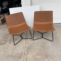 2 Faux Leather Accent Chairs 