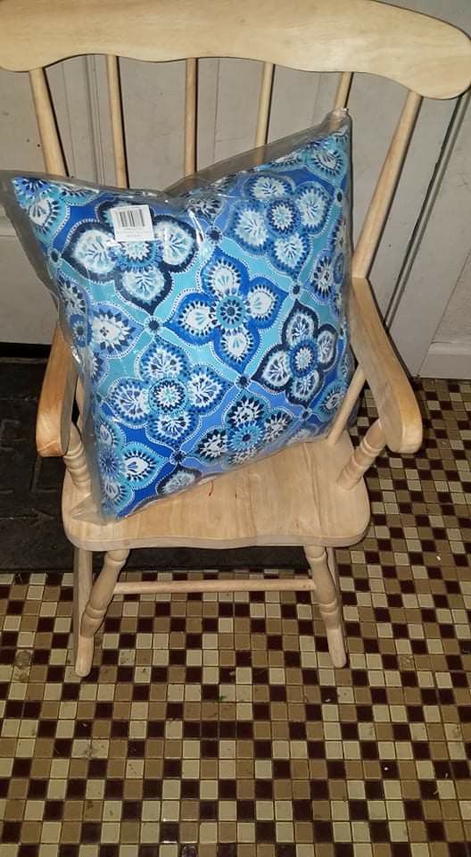 Wood Child Rocking Chair And Brand New Sealed Pillow 