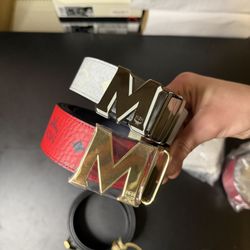 Brand New MCM Belts Reversible Black Red White  