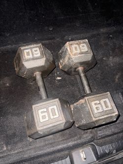 60 lb Cast Iron Hex Dumbbells Pair
