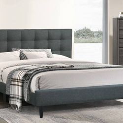 Full Grey Tufted Bed With Ortho Mattress Included!!