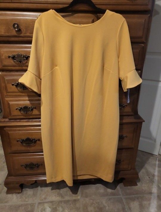 Calvin Klein Yellow Bell Sleeve Dress-size 18W or 2XL 