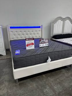 New Queen bed frame with mattress