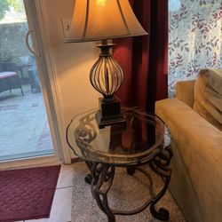 Wrought Iron/Glass End Tables