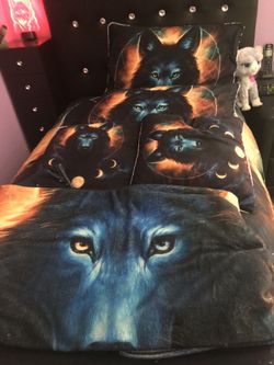 Twin Comforter With Match Soft Blanket And Whole Bed Headboard And Mattress