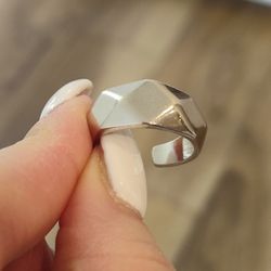 925 Sterling Silver Geometric Adjustable Ring 