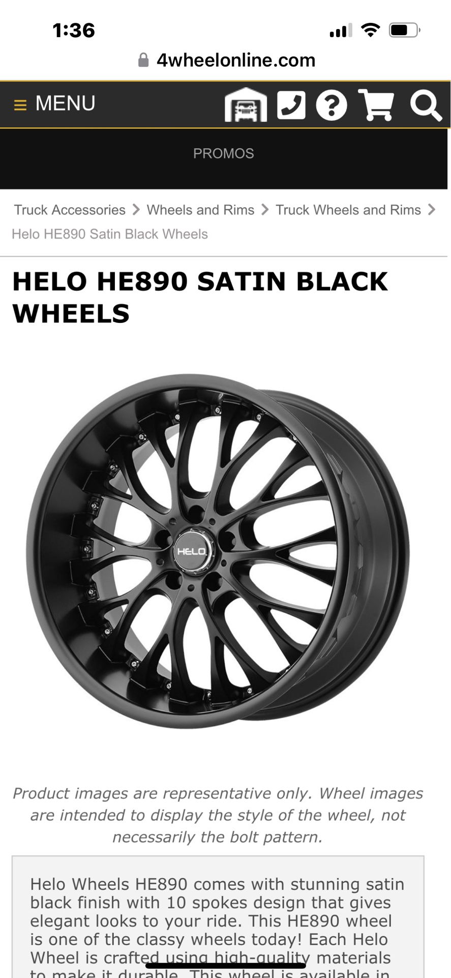 Helo HE890 20” Satin Black Rims