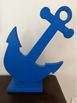 Blue wood anchor- coastal nautical - see other listings