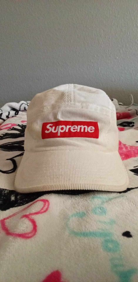 Supreme White Corduroy Hat