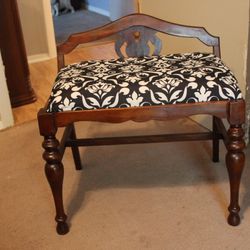 Vintage Upholstered Accent / Vanity Bench
